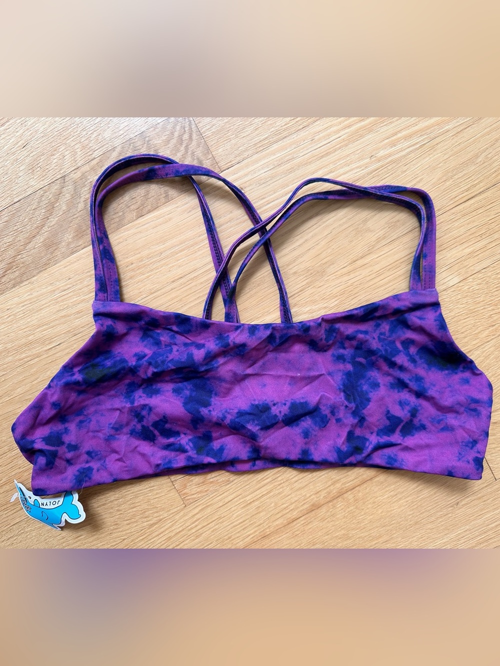 Jolyn Clothing Purple & Navy Tie-Dye Swim Bikini Top